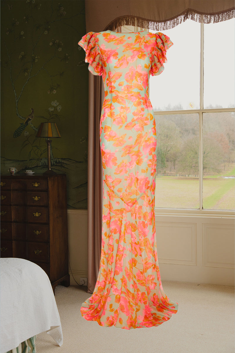 de la vali orange dress De La Vali Vibrant Orange Maxi Dress by De La Vali