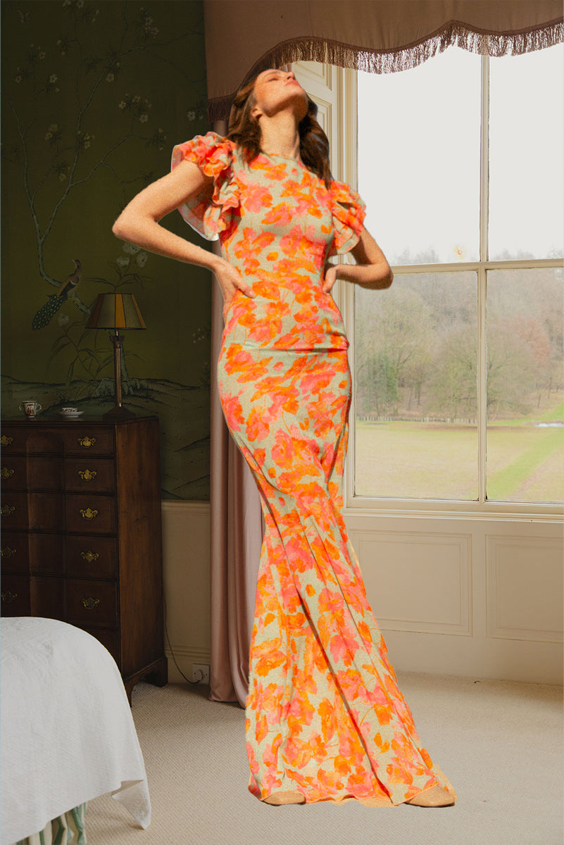 de la vali bougainvillea chiffon maxi dress Rent De La Vali Bougainvillea Dress