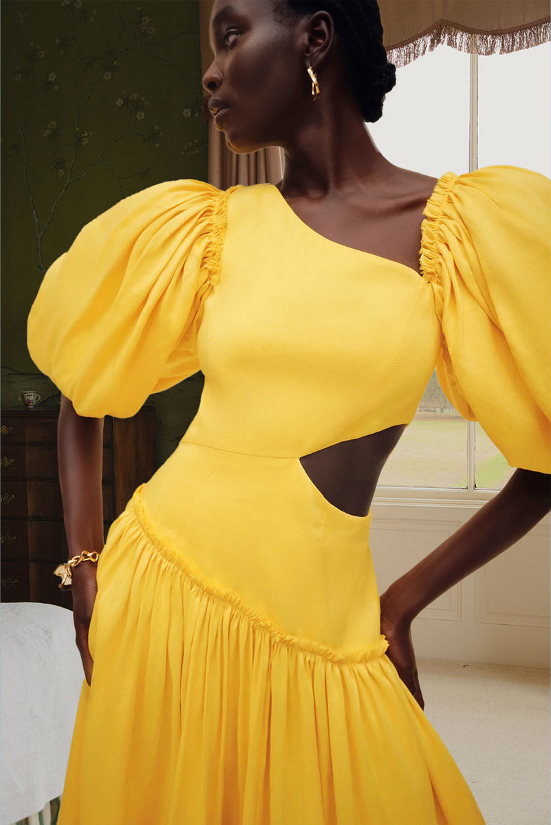 le chateau yellow dress Rent Aje Cut Out Style:Costume The green dress that shoulder straps model:rossana
