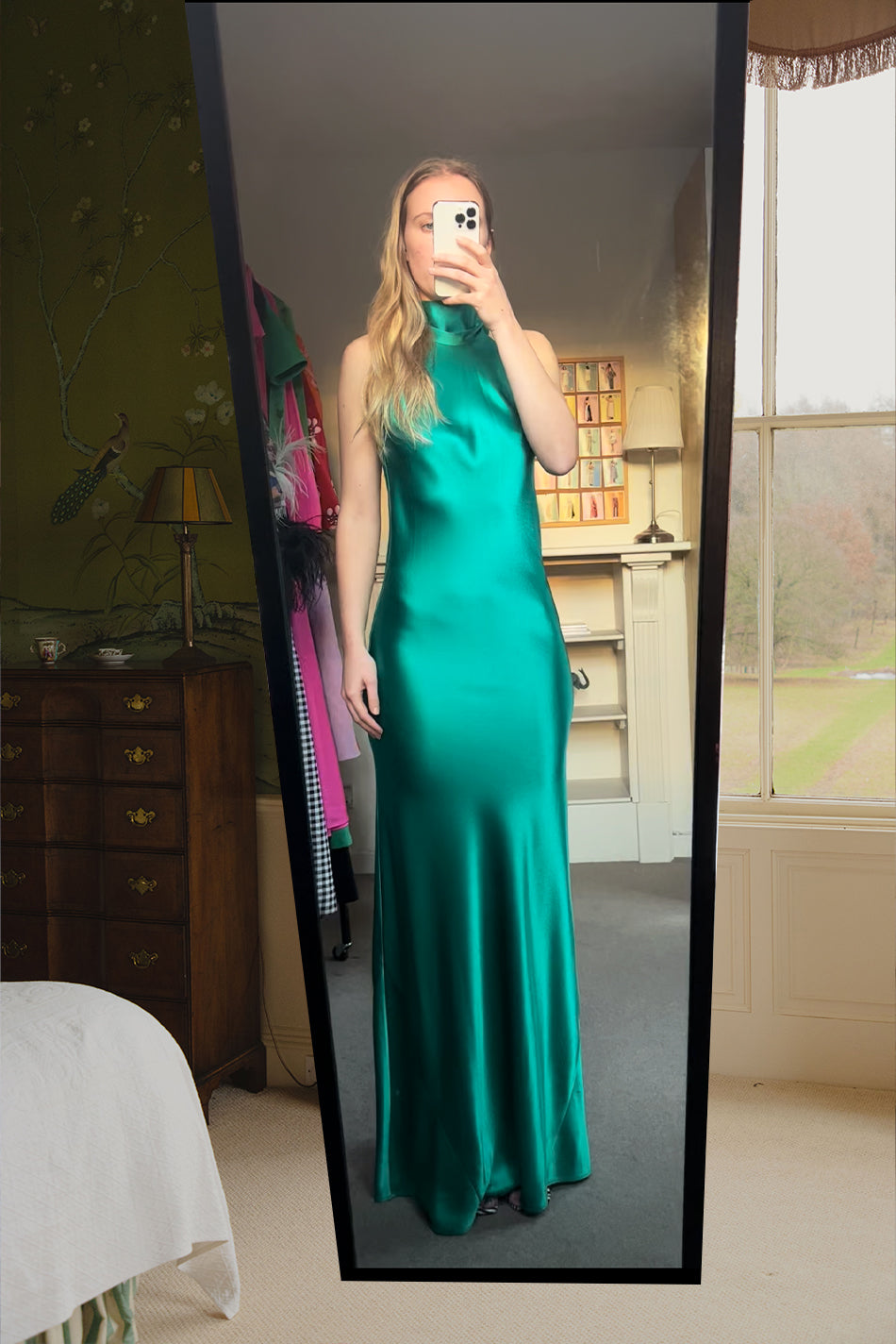Rent Galvan Green Silk Dress